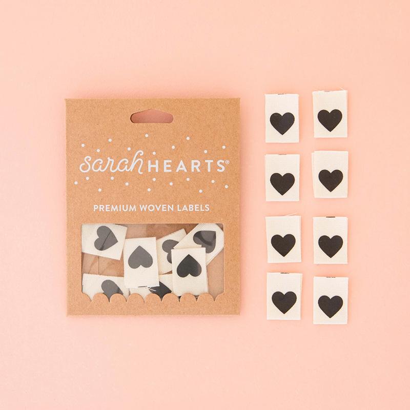 Sew in Labels Black Heart - Quilt Tags, zoomed in. Select this picture to zoom back out.