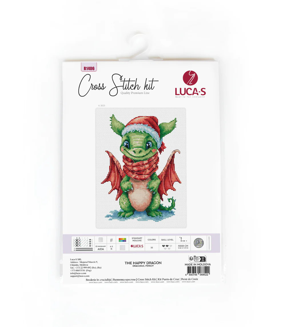 The Happy Dragon - Christmas Cross Stitch Kit 