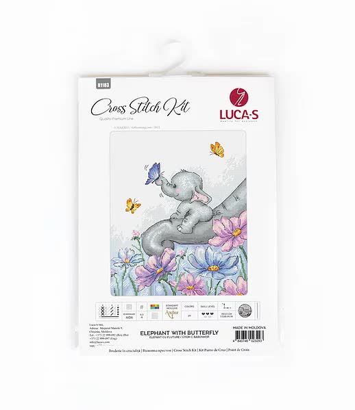Elephant with Butterfly - Counted Cross Stitch Kit