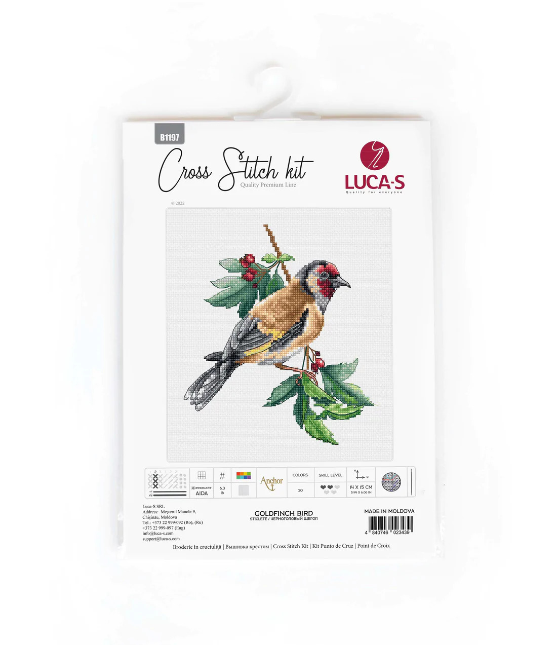 Goldfinch Bird on Branch - Cross Stitch Kit