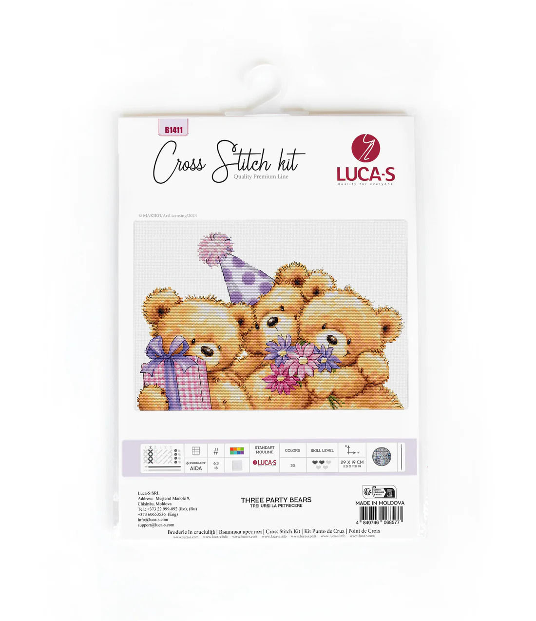 Three Party Bears - Cross Stitch Kit 