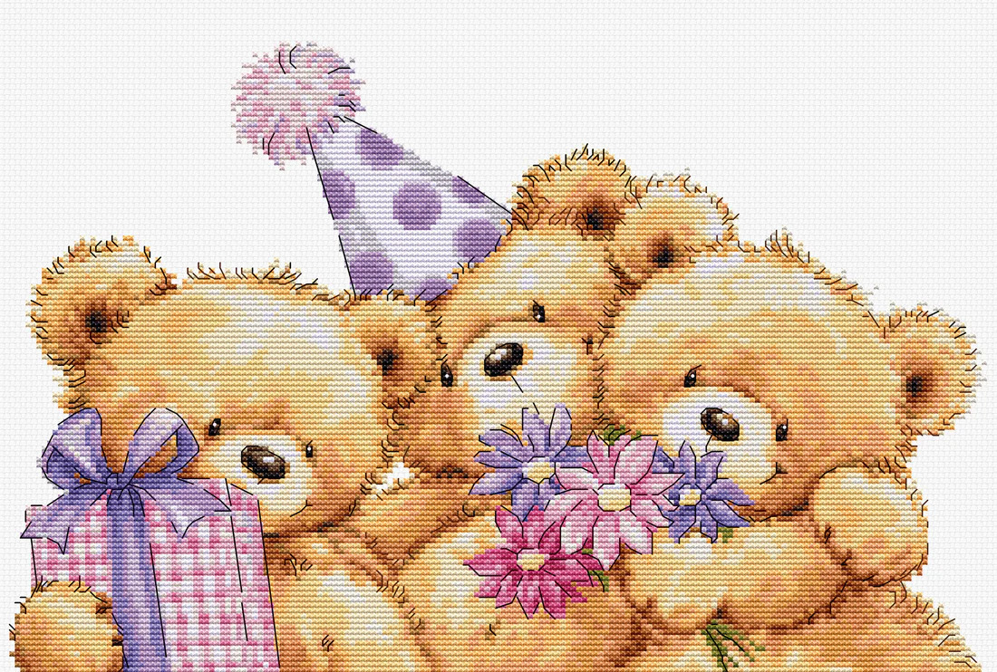 Three Party Bears - Cross Stitch Kit 