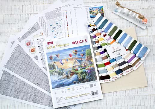Balloons Over Sunset Cove - Cross Stitch Kit