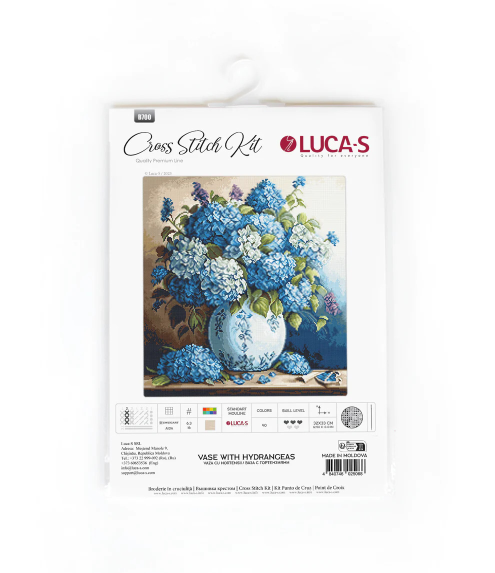Vase with Hydrangeas - Cross Stitch Kit 