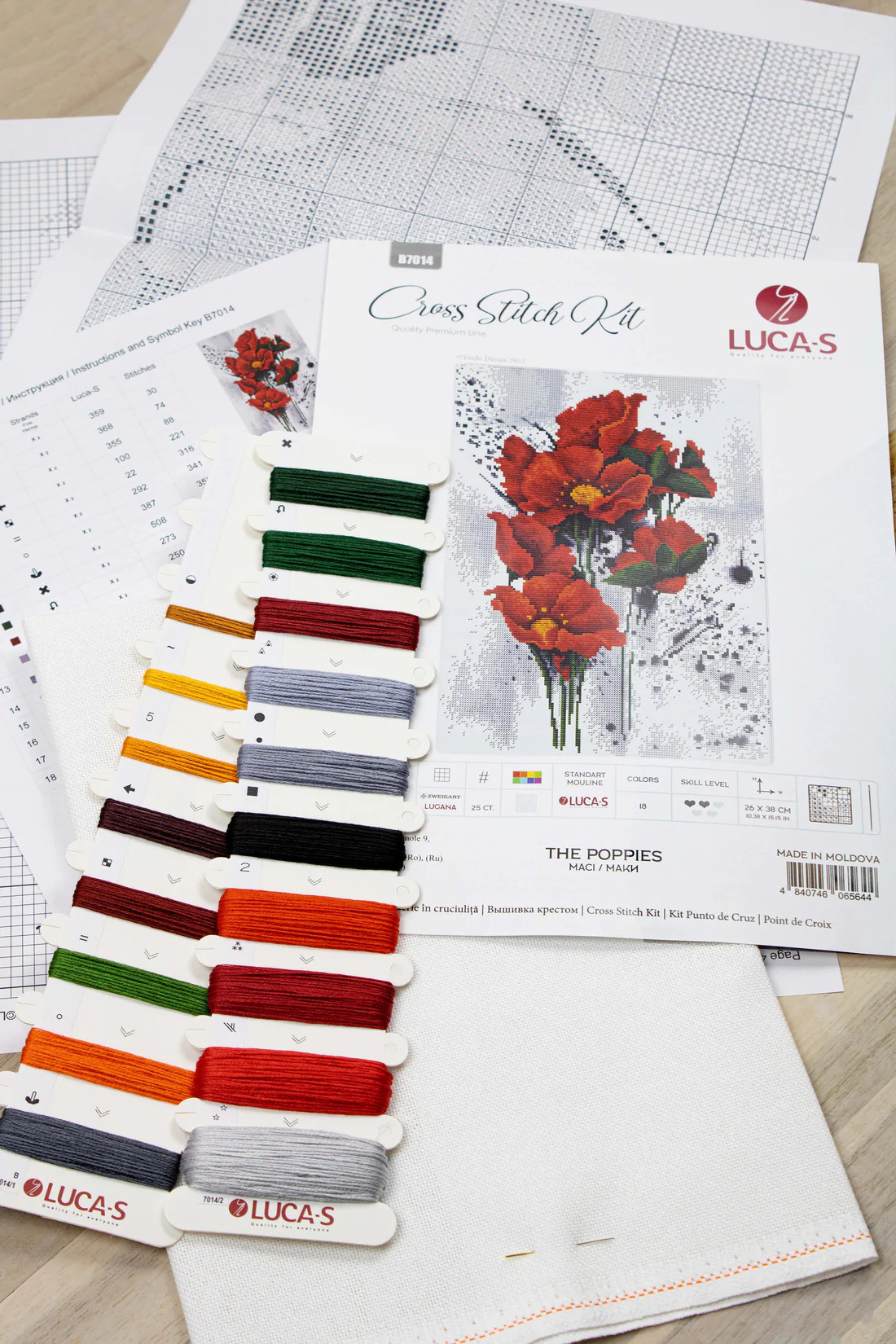 The Poppies - Cross Stitch Kit, different perspective #1, zoomed in. Select this picture to zoom back out.