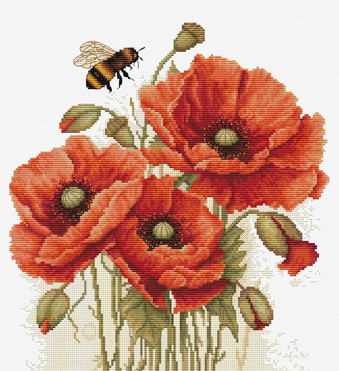 The Splendor of Summer Poppies - Cross Stitch Kit