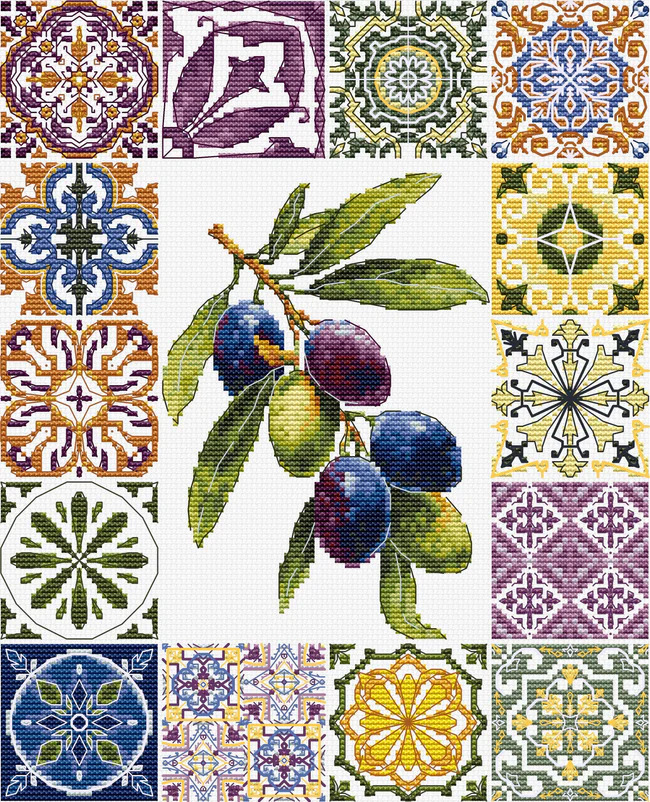 Olive Palette of the Mediterranean - Cross Stitch Kit
