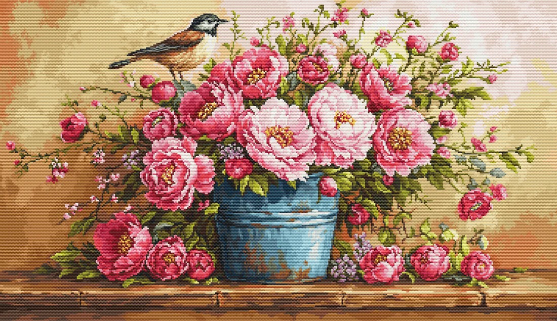 Lush Bouquet of Flowers - Cross Stitch Kit