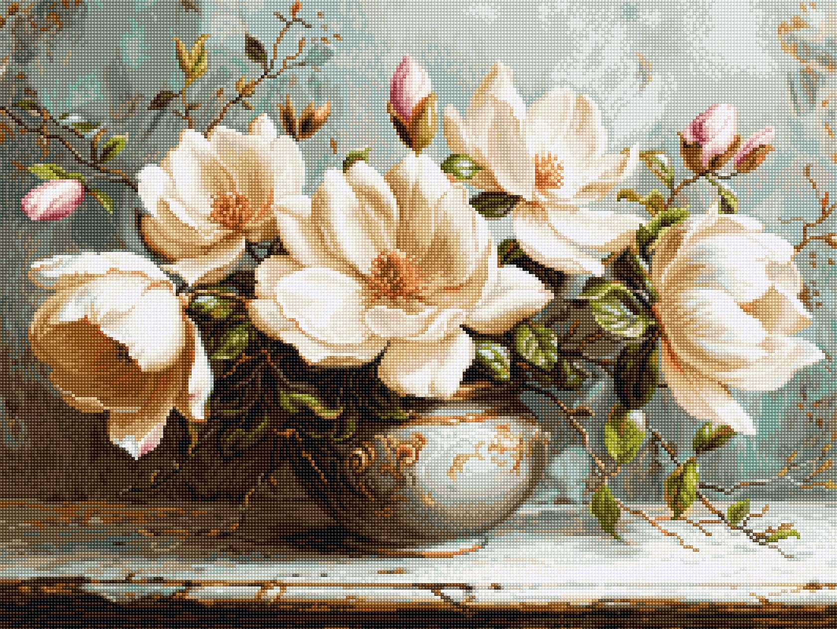 The Mysterious Magnolias - Gold Cross Stitch Kit 