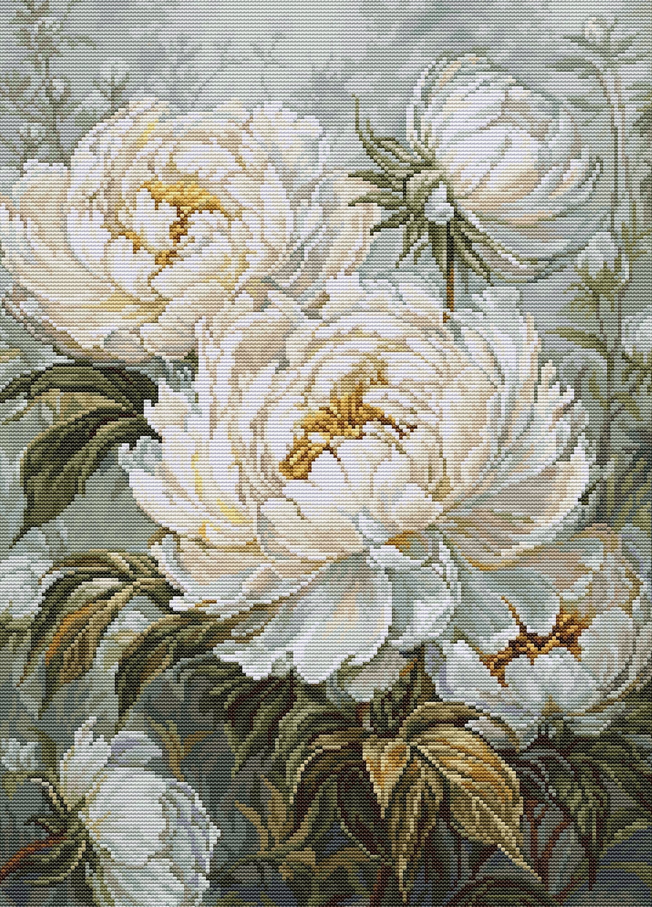 The Light of Spring Peonies - Cross Stitch Kit 