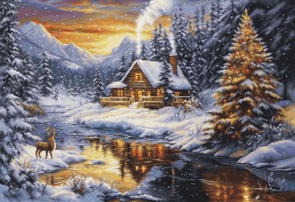 Winter Evening in the Mountains - Cross Stitch Kit