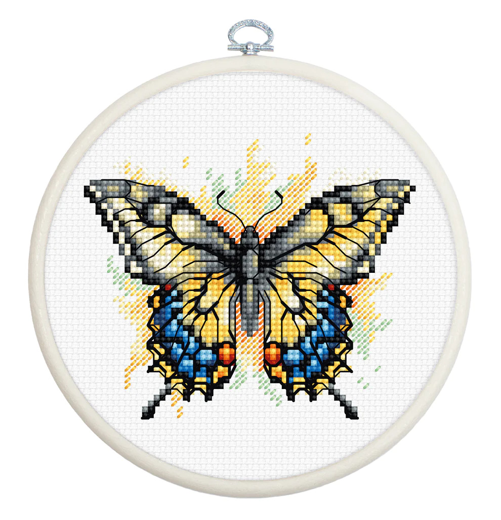 Swallowtail Butterfly - Cross Stitch Kit With Hoop 