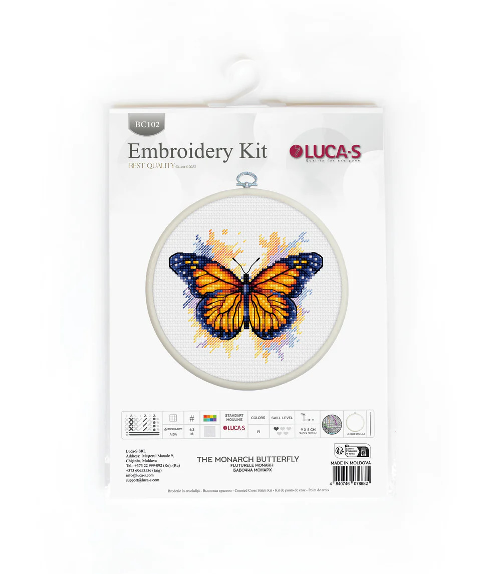 The Monarch Butterfly - Cross Stitch Kit with Hoop 