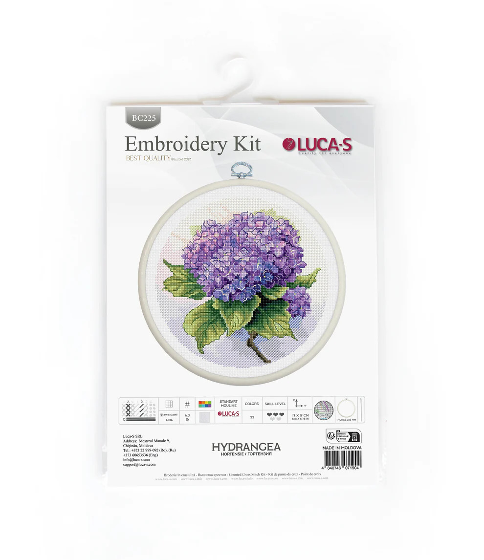 Hydrangea - Cross Stitch Kit with Hoop 