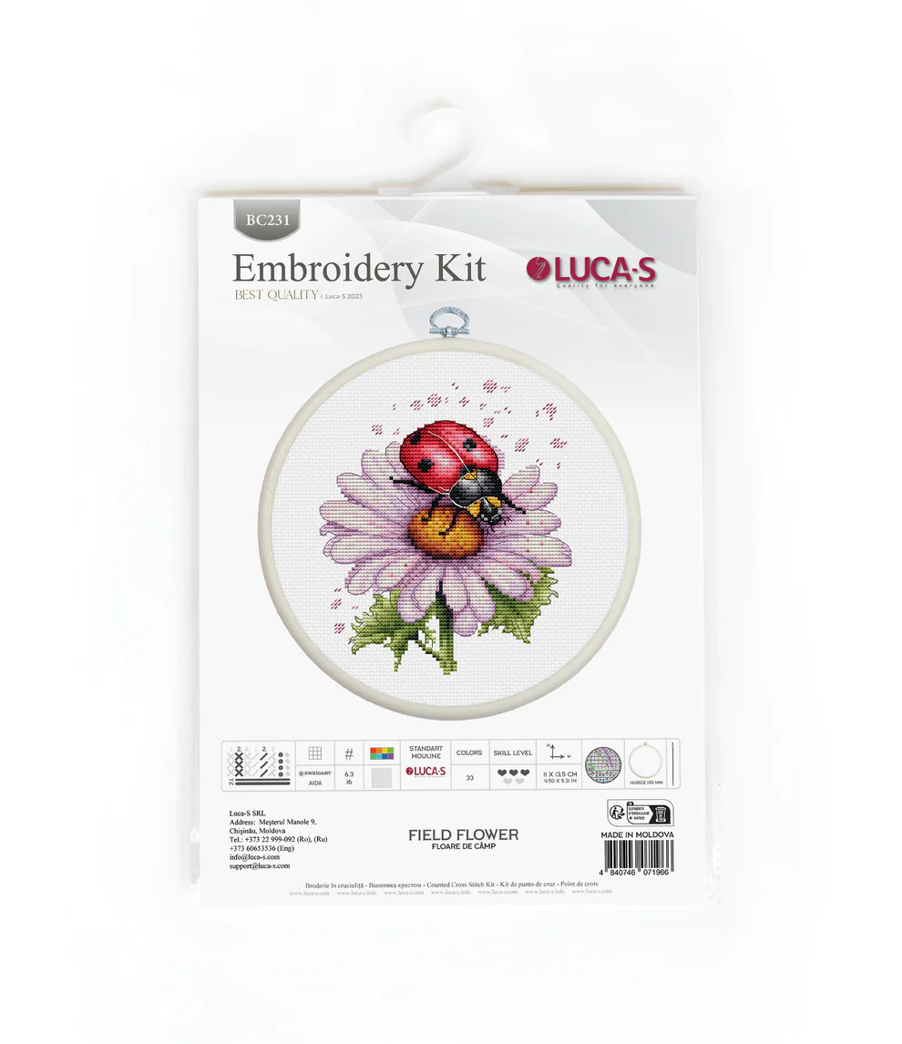 Field Flower - Cross Stitch Kit with Hoop  