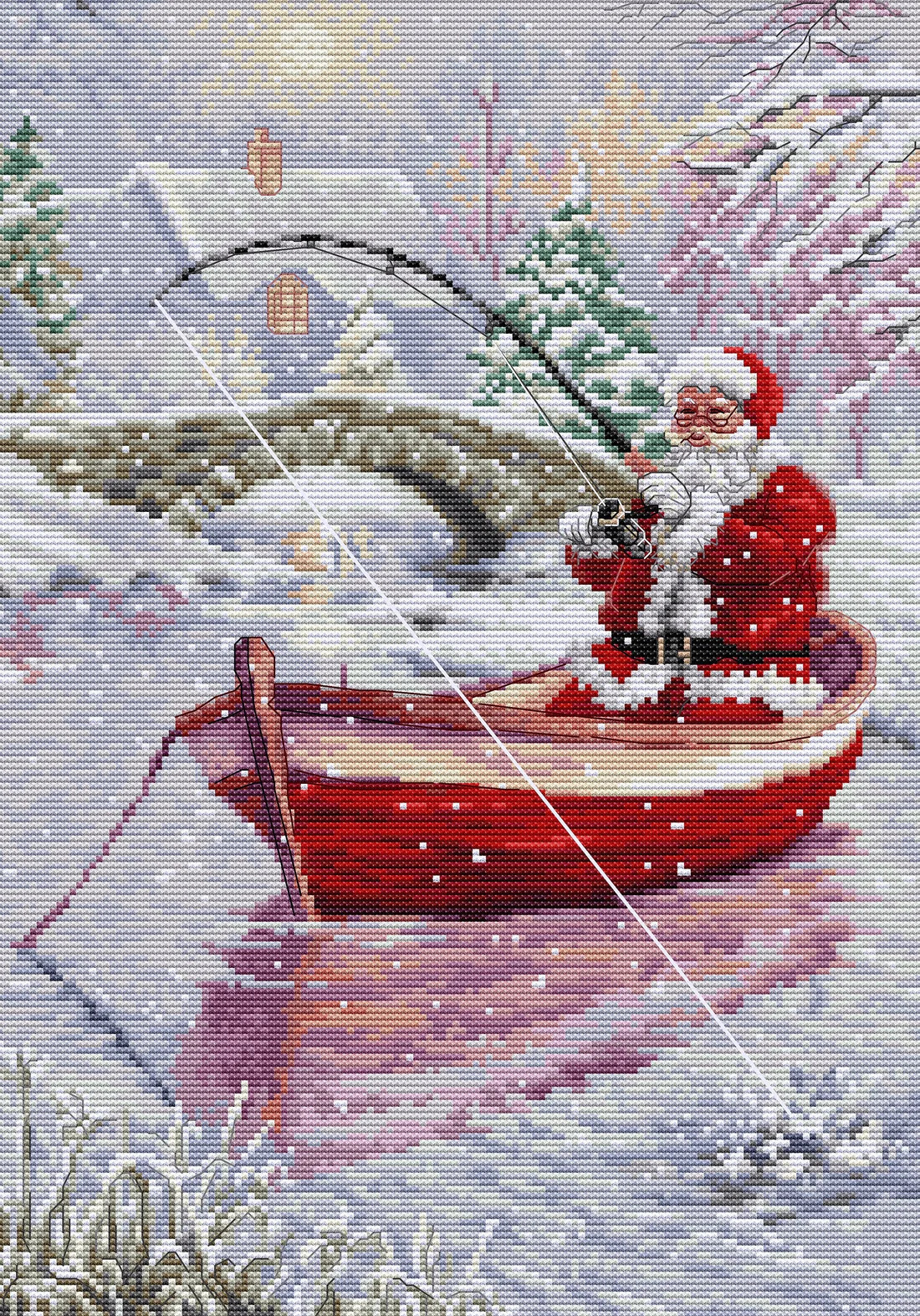 Santa Fishing - Christmas Cross Stitch Kit