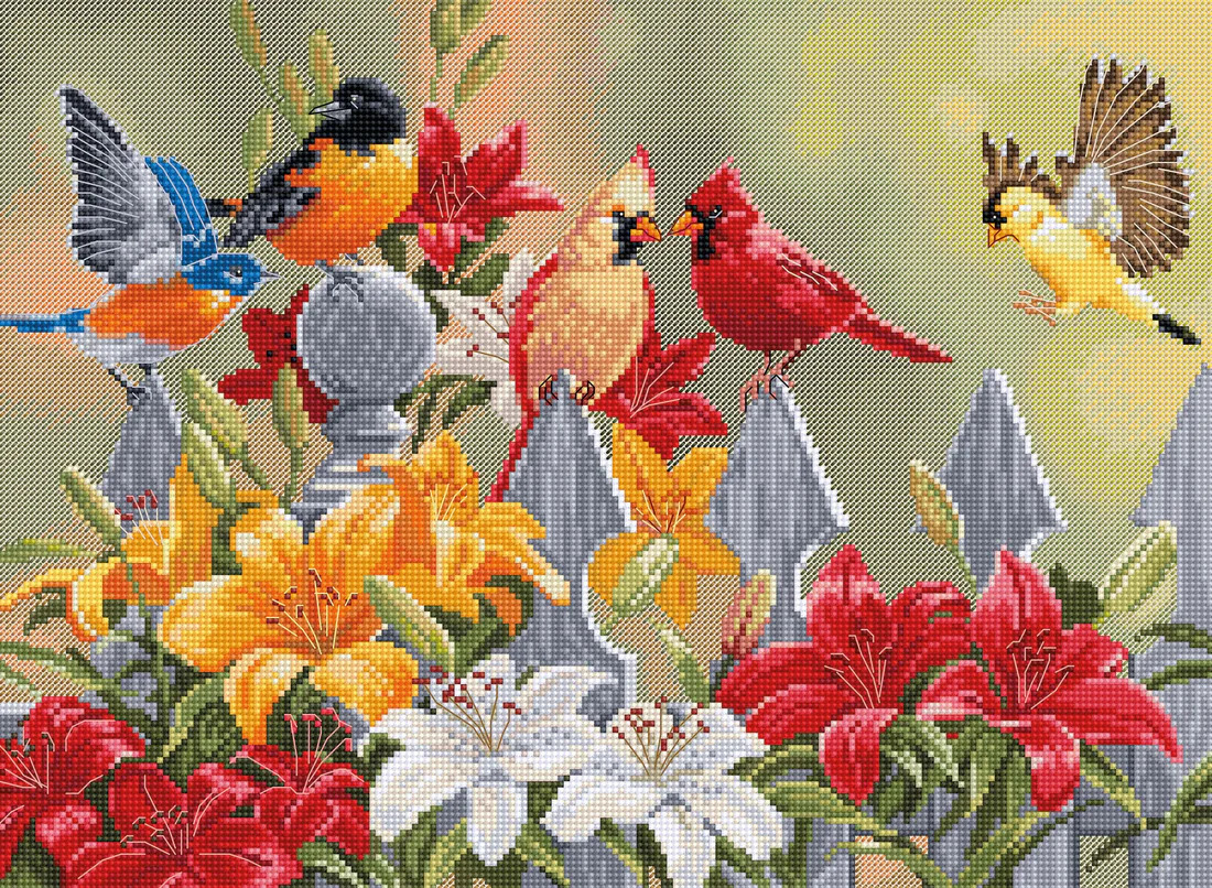 Backyard Birds with Daylilies - Cross Stitch Kit