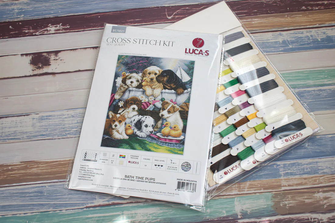Bath Time Pups - Cross Stitch Kit