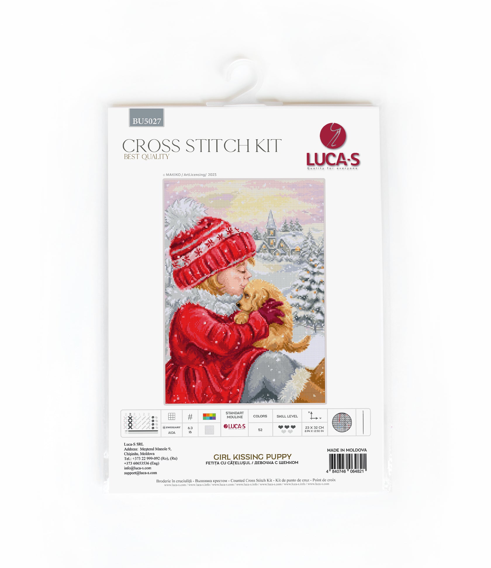 Girl Kissing Puppy - Cross Stitch Kit