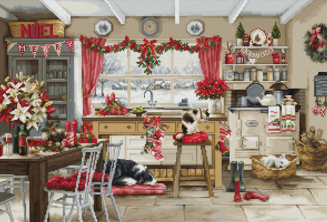 Christmas Farmhouse Kitchen - Cross Stitch Kit 
