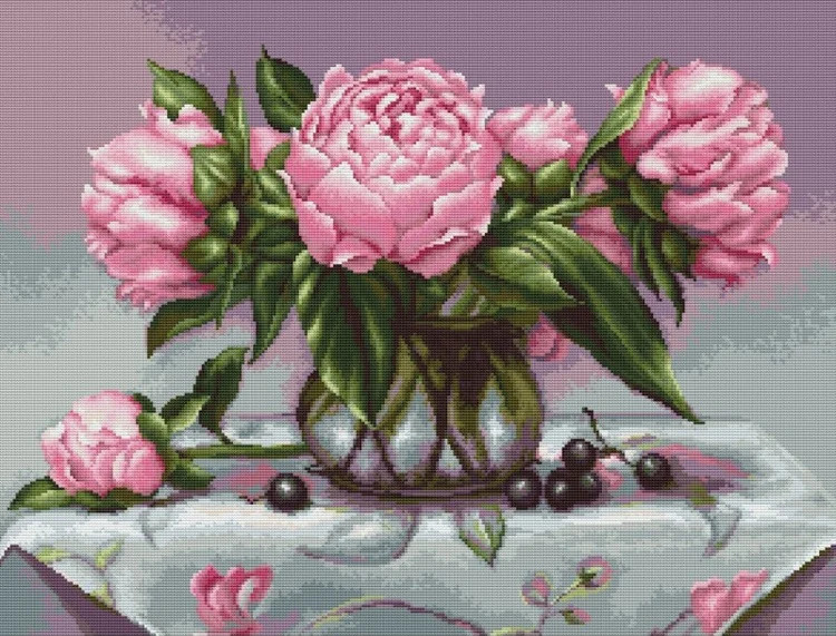 Vase of Peonies - Petit Point Kit 