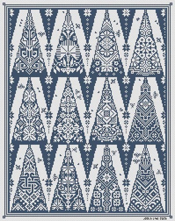 Icon Trees - Cross Stitch Pattern, zoomed in. Select this picture to zoom back out.