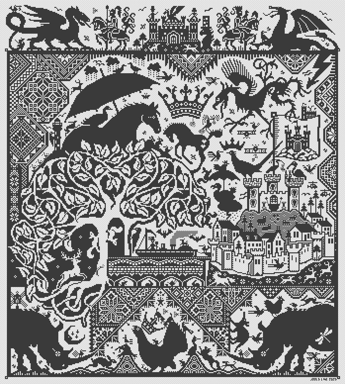 Icon Trees - Cross Stitch Pattern, zoomed in. Select this picture to zoom back out.