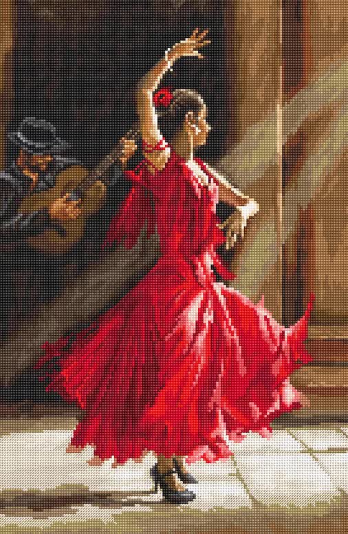 Flamenco - Cross Stitch Kit, zoomed in. Select this picture to zoom back out.