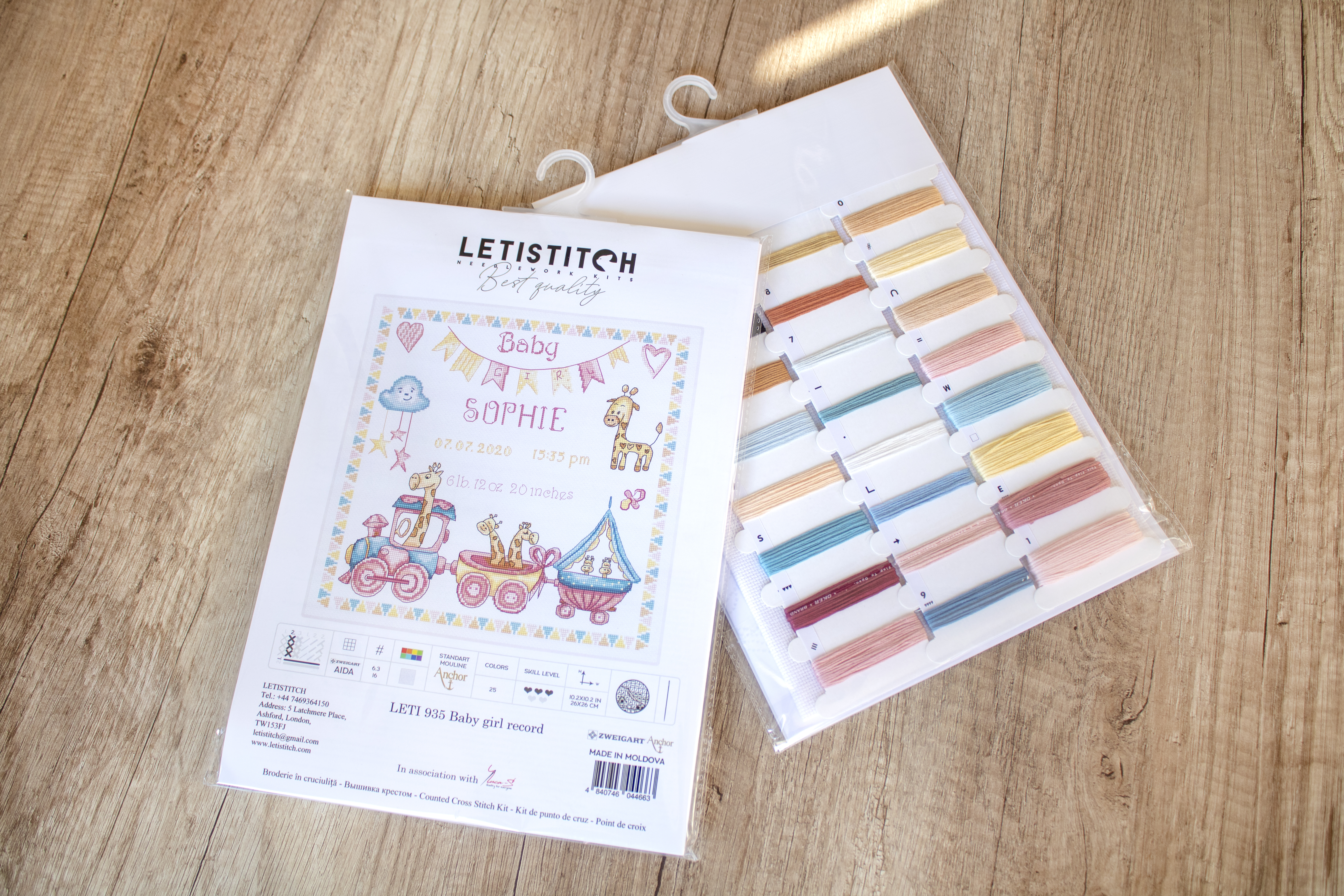 Baby Girl Birth Record - Cross Stitch Kit