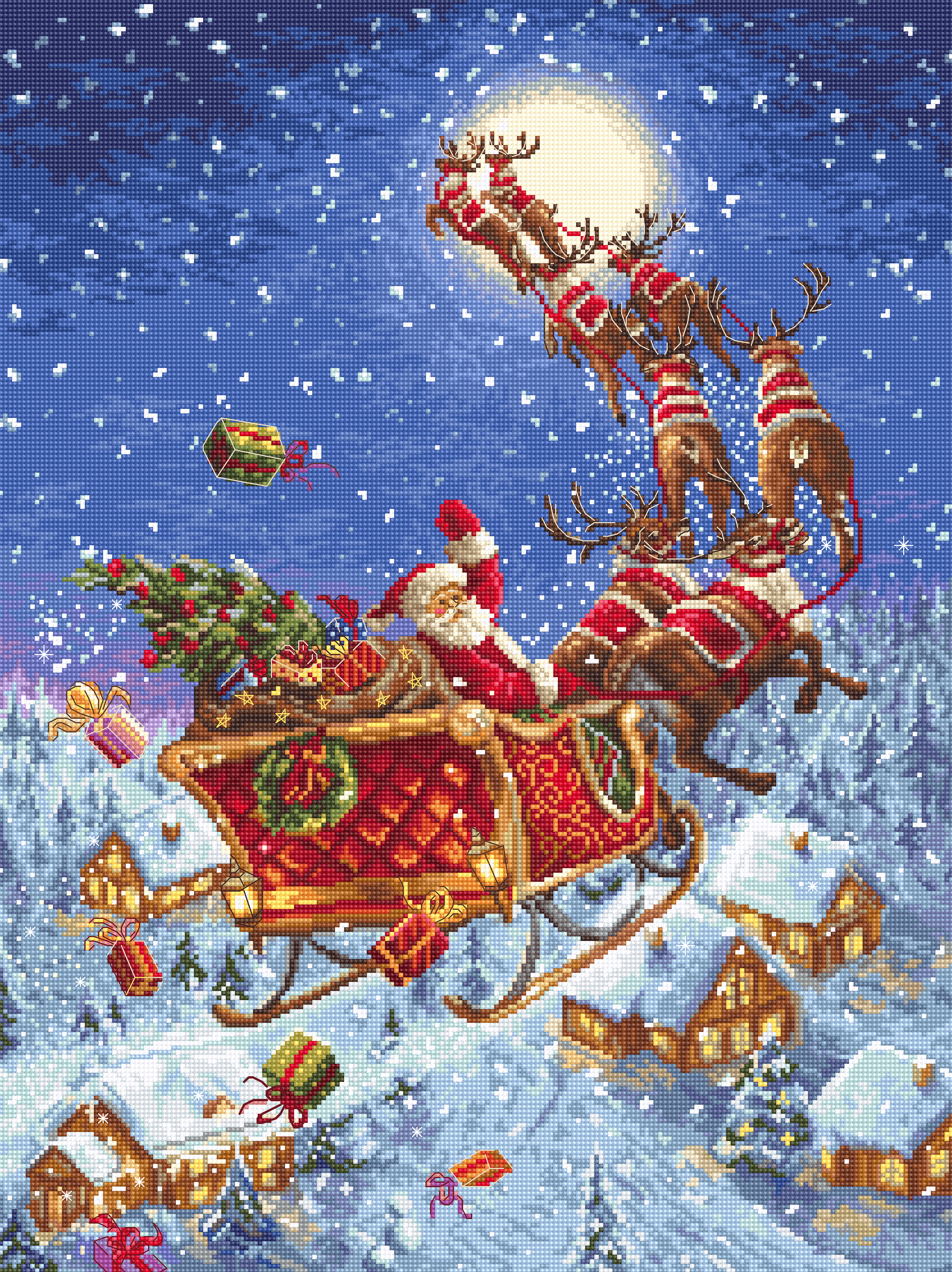Reindeers are on Their Way! - Christmas Cross Stitch Kit