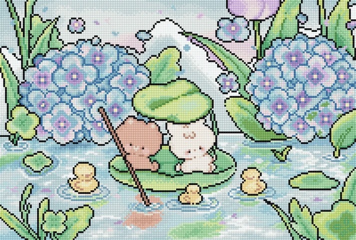Rainy Day - Cross Stitch Kit , zoomed in. Select this picture to zoom back out.