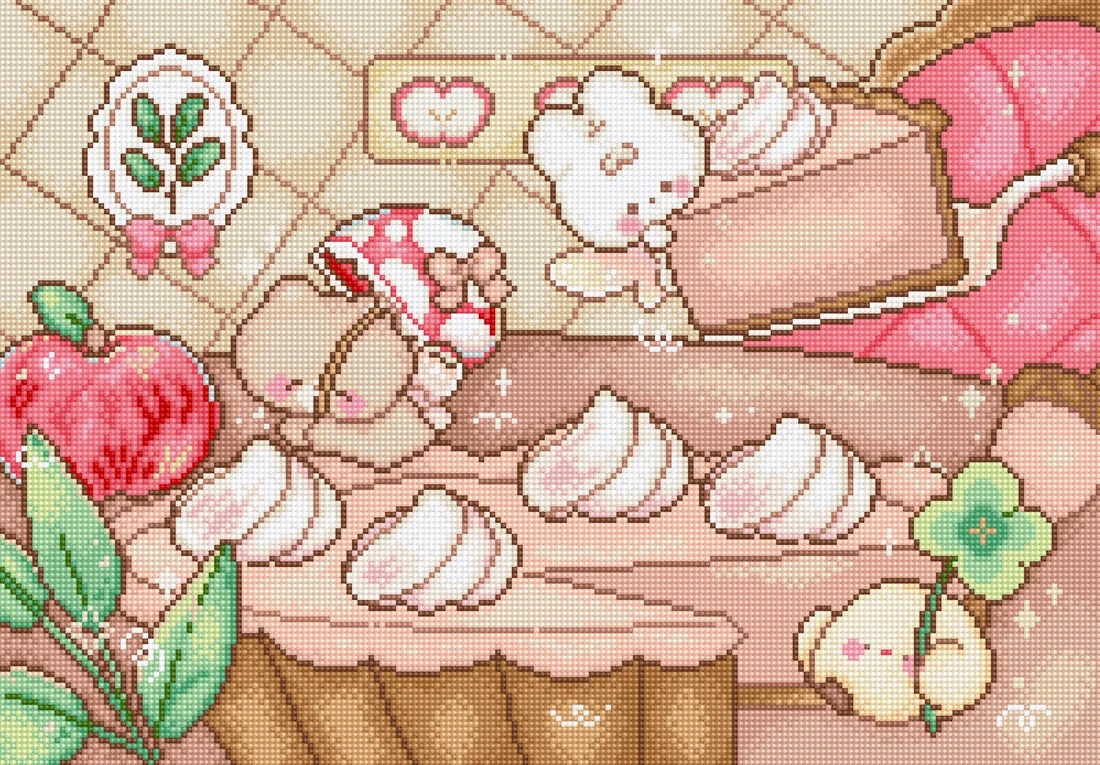 Pumpkin Pie Chase - Cross Stitch Kit , zoomed in. Select this picture to zoom back out.