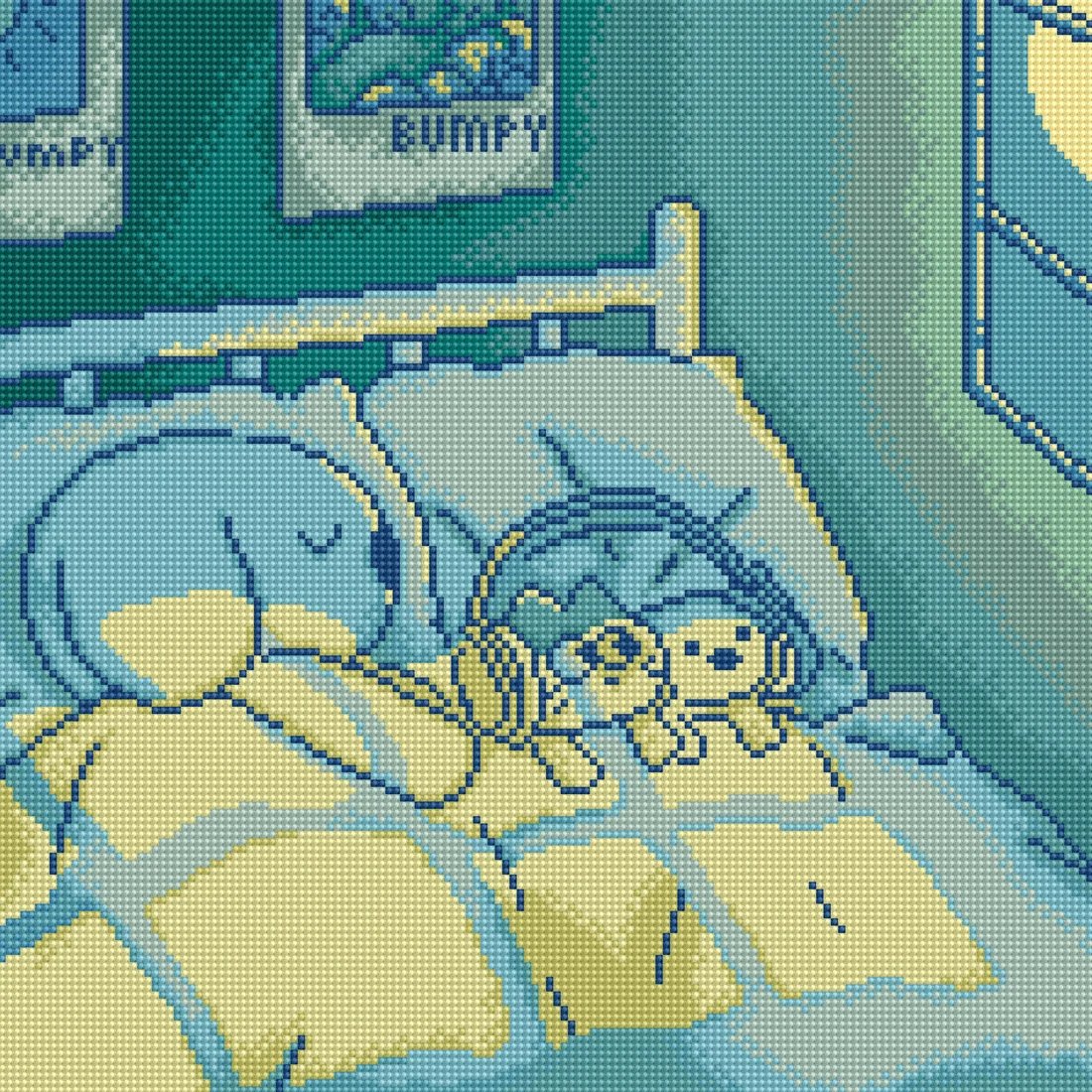 Good Night - Cross Stitch Kit, zoomed in. Select this picture to zoom back out.