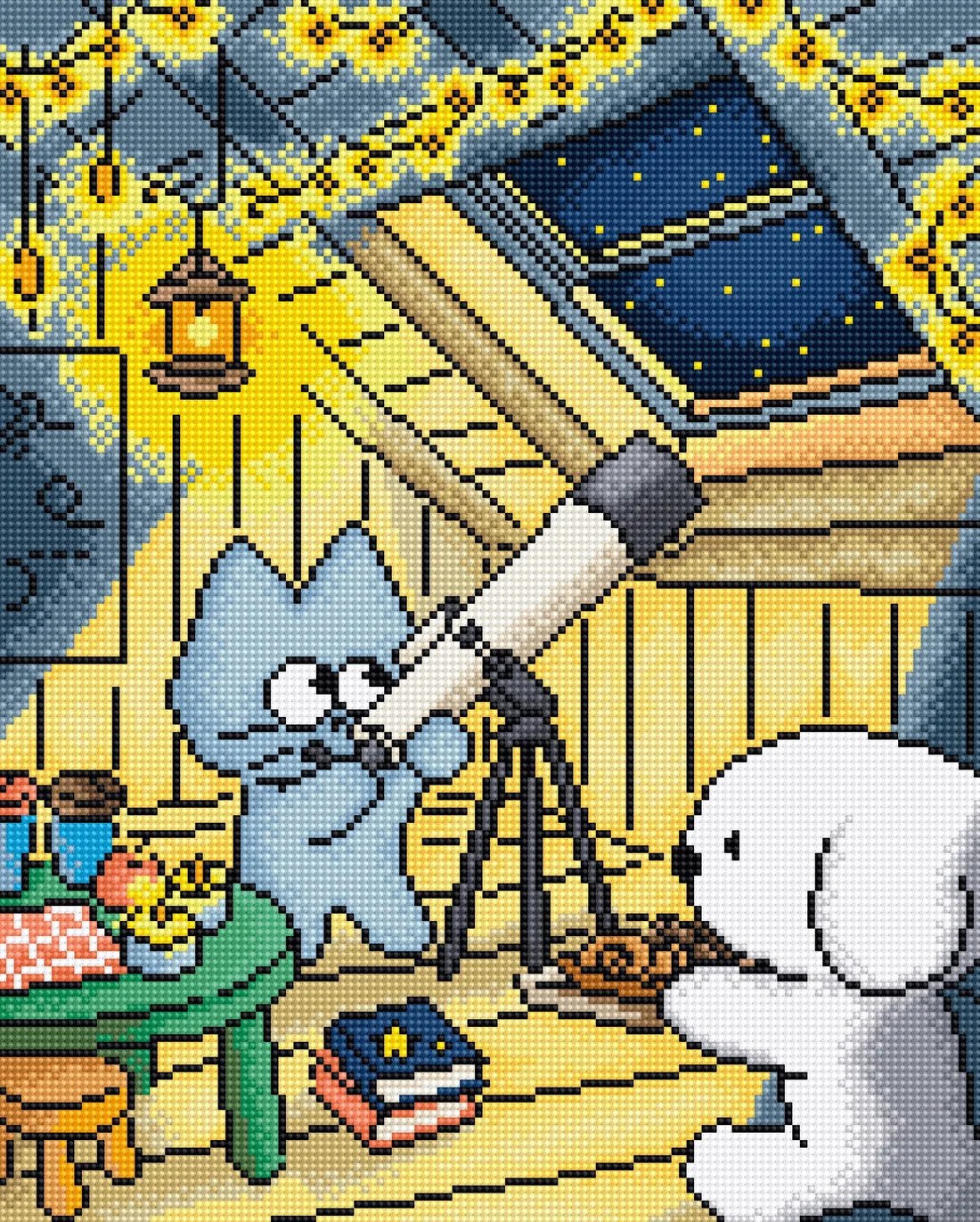 Stargazing - Cross Stitch Kit, zoomed in. Select this picture to zoom back out.