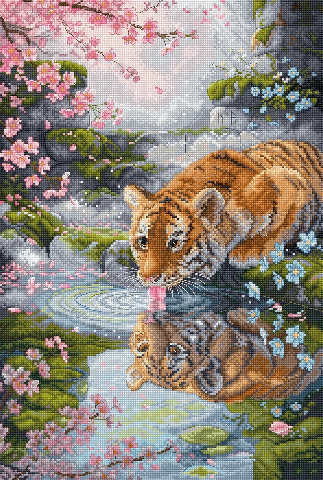 Tiger Cub - Cross Stitch Kit, zoomed in. Select this picture to zoom back out.