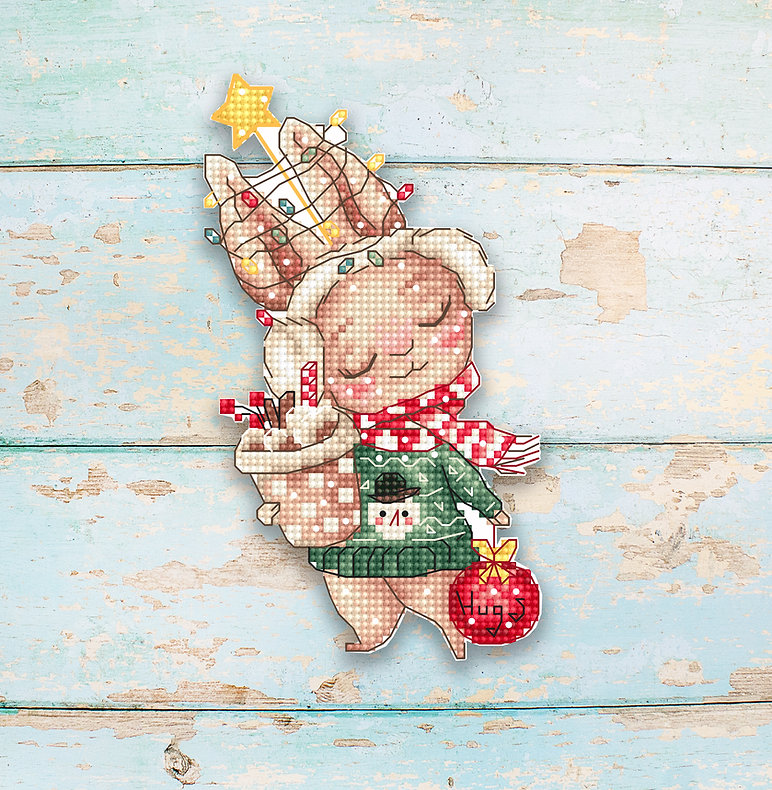 Christmas Ornament Rabbit - Cross Stitch Kit
