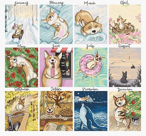 Doggy Calendar - Cross Stitch Kit