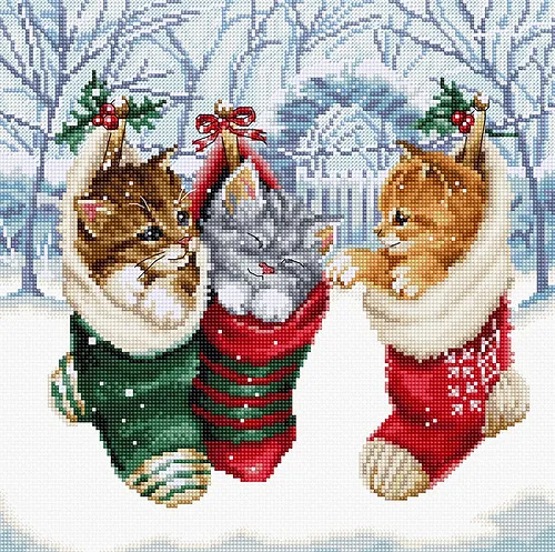 Snowy Kitties - Cross Stitch Kit