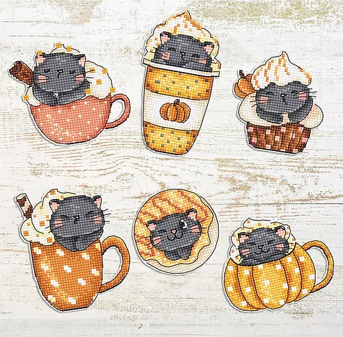 Pumpkin Cup Kitties - Cross Stitch Kit