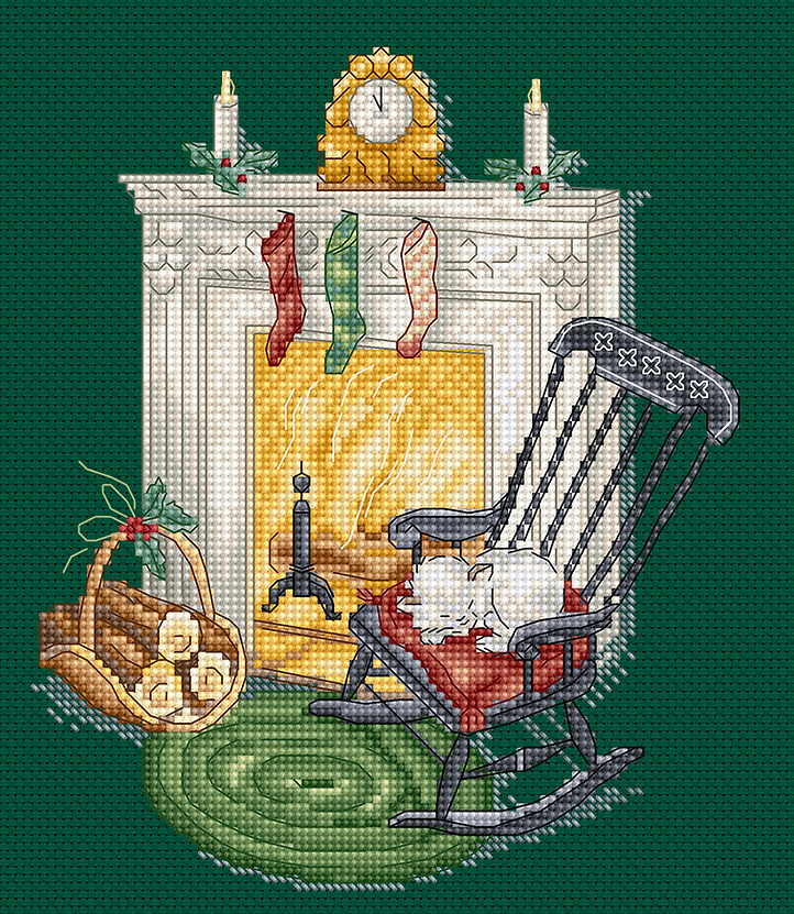 Resting By The Chimney - Christmas Cross Stitch Kit 