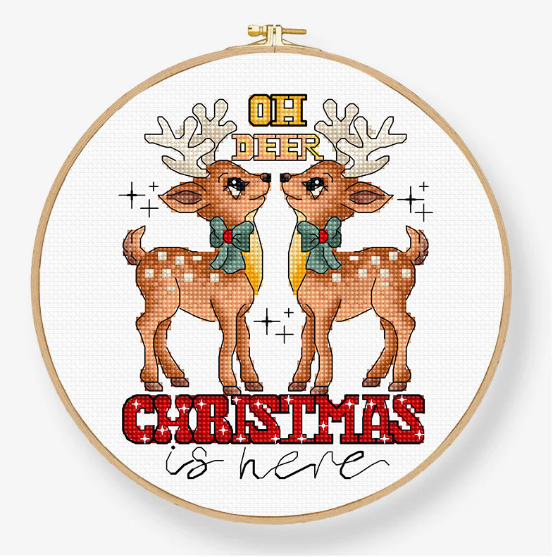 Oh Deer Christmas Is Here - Cross Stitch Kit