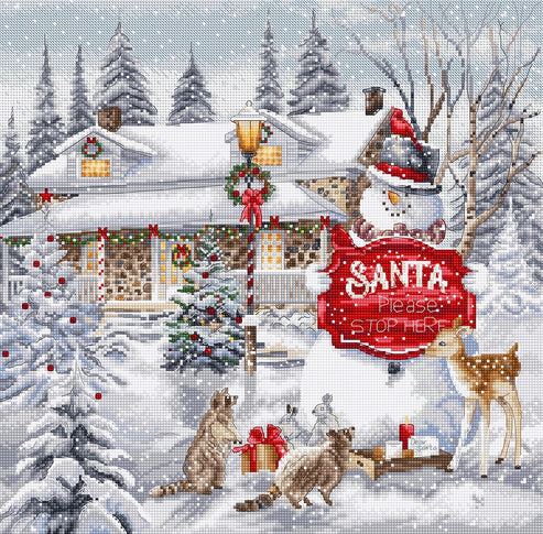Please Stop Here - Christmas Cross Stitch Kit 