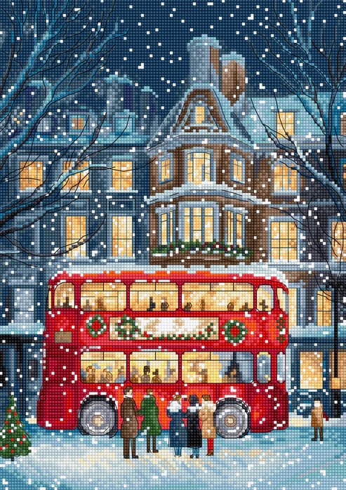 London Christmas Bus - Cross Stitch Kit 