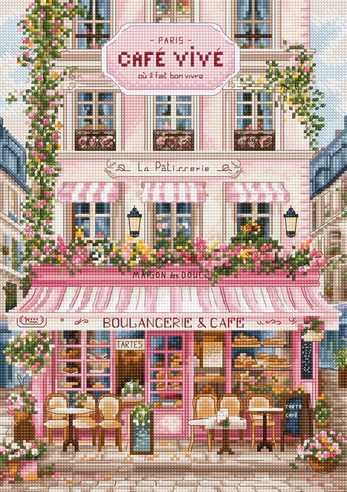 Sweet Parisian Street - Cross Stitch Kit , zoomed in. Select this picture to zoom back out.