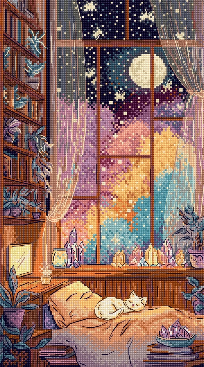Crystal Moonlight - Cross Stitch Kit , zoomed in. Select this picture to zoom back out.