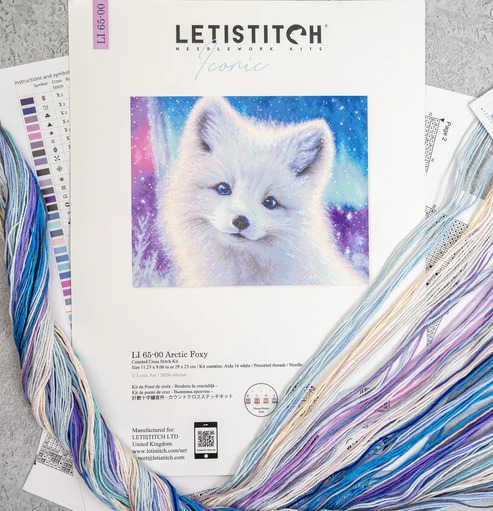 Arctic Foxy - Cross Stitch Kit , different perspective #1, zoomed in. Select this picture to zoom back out.