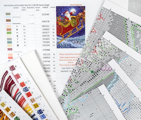 Santa Sleigh - Christmas Cross Stitch Kit 