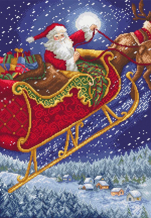 Santa Sleigh - Christmas Cross Stitch Kit 