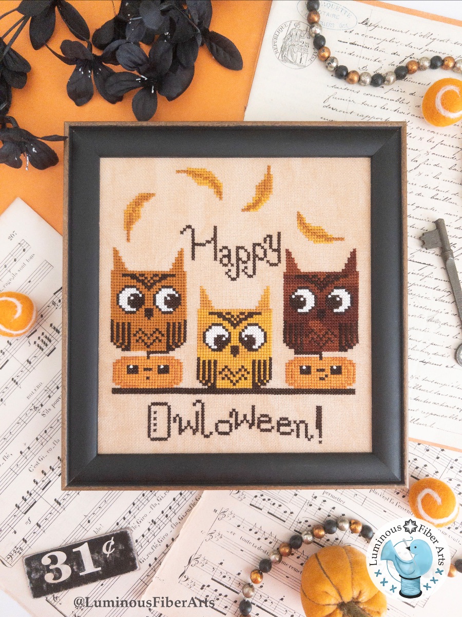 Happy Owloween - Halloween Cross Stitch Pattern