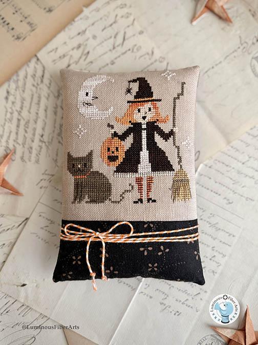 Moonlight Mischief - Halloween Cross Stitch Pattern, zoomed in. Select this picture to zoom back out.